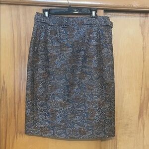 NWT AMELIA NY Women’s Paisley Pencil Skirt - Blue Brown woven textured sz 12